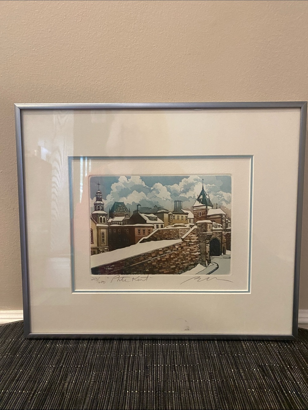 Welcome to Quebec City- Framed Winter Cityscape Art Print in Silver Frame